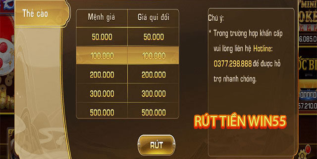 Hướng Dẫn Rút Tiền Win55 Thành Thẻ Cào Điện Thoại